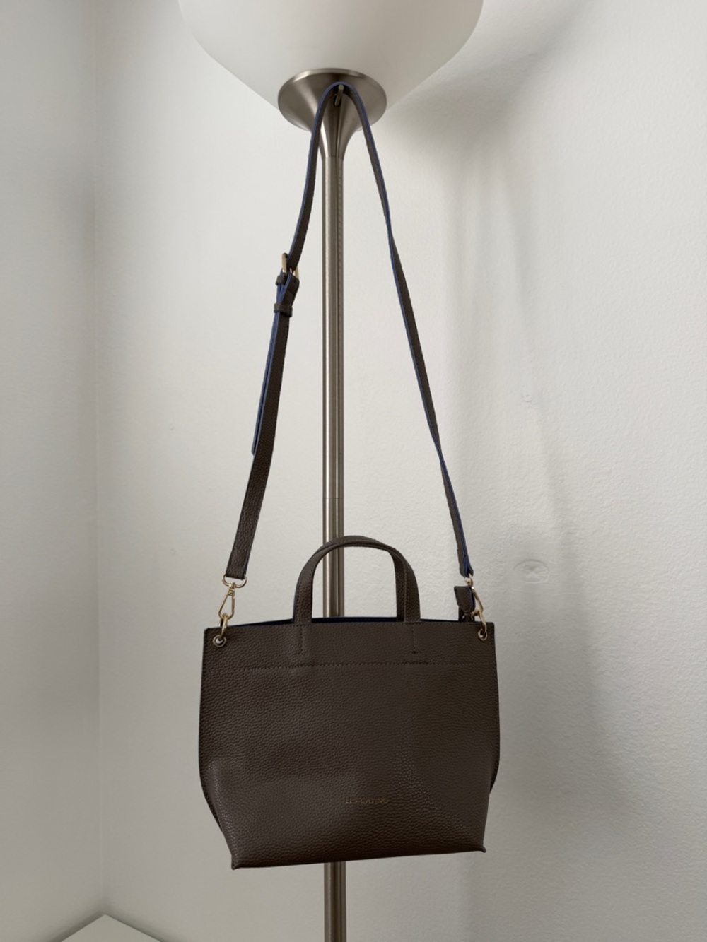 Classic Brown Leatherette Tote with Adjustable Strap